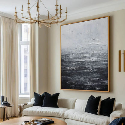 Tableau mural abstrait en noir et blanc #TA418