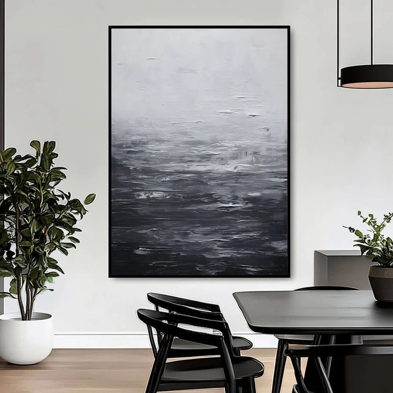 Tableau mural abstrait en noir et blanc #TA418