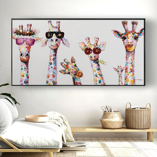 Art mural girafe coloré moderne