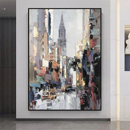 Tableau mural abstrait représentant un paysage urbain #TA111
