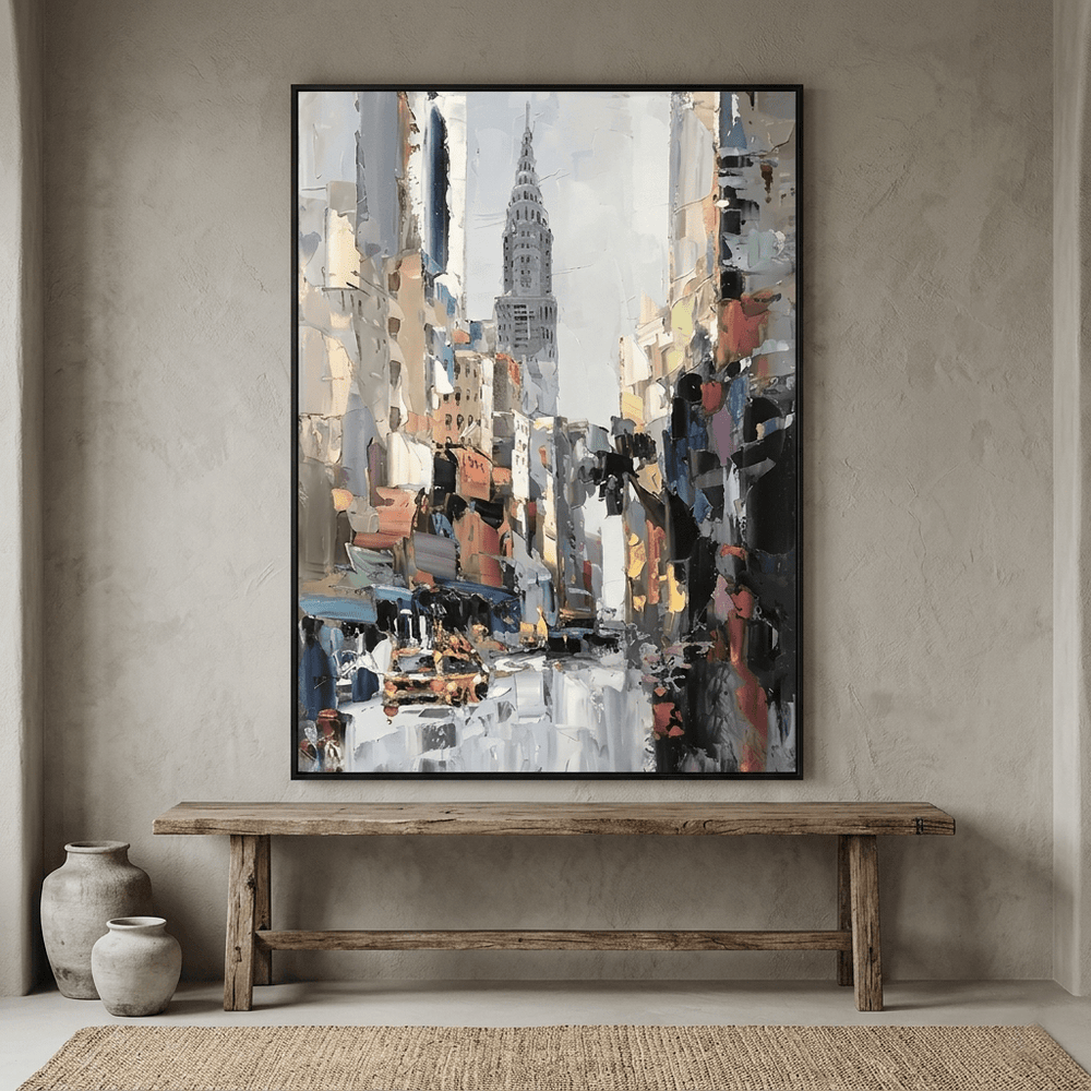 Tableau mural abstrait représentant un paysage urbain #TA111